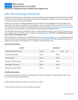 MIIC Data Exchange Worksheet - Minnesota Department of Health