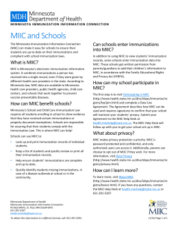 MIIC and Schools - Minnesota Department of Health