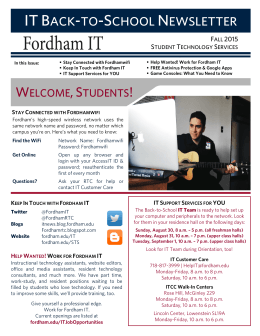 WELCOME,STUDENTS! - Fordham University