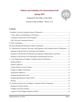 Policies and Guidelines for Instructional Staff Spring 2015