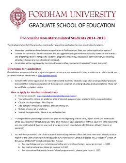 Process for Non-Matriculated Students 2014-2015