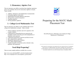 Preparing for the MATC Math Placement Test