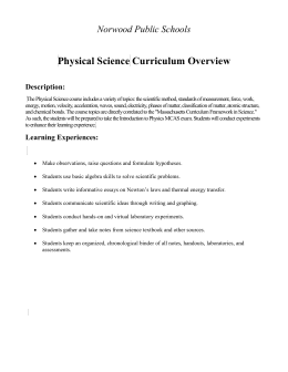 Physical Science Curriculum Overview