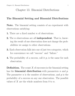 Chapter 13. Binomial Distributions