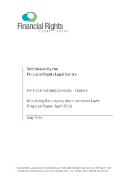our submission - Financial Rights Legal Centre