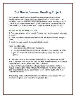 3rd Grade Summer Reading Project
