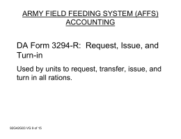DA Form 3294-R: Request, Issue, and Turn-in