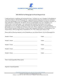2015-2016 Do Not Photograph Request Form