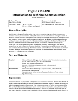 English 2116-020 Introduction to Technical Communication