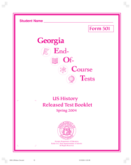 US History - GADOE Georgia Department of Education