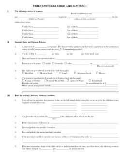 parent-provider child care contract