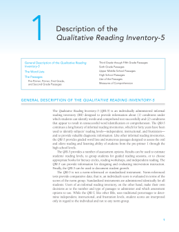 Description of the Qualitative Reading Inventory-5