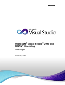 Visual Studio 2010 and MSDN Licensing