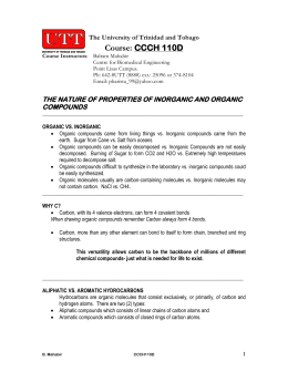 CCCH110D Inorganic vs Organic NOTES