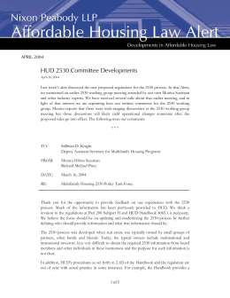 HUD 2530 Committee Developments