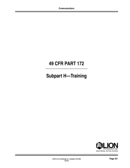 49 CFR PART 172 Subpart H—Training