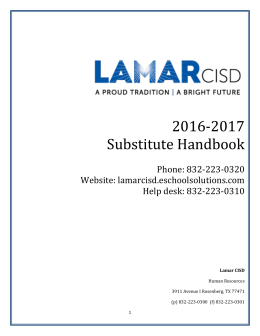 Substitute Handbook - Lamar Consolidated ISD