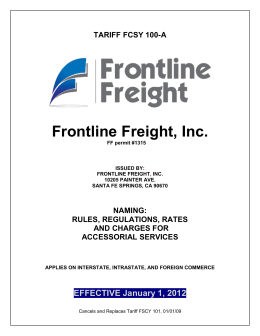 Frontline Freight, Inc.RULES TARIFF FCSY 100-A