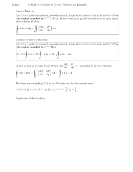 MA227 3/27/2015: Corollary of Green`s Theorem and Examples