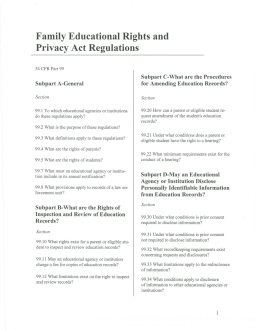 Family Educational Rights and Privacy Act Regulations