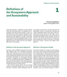 Chapter 1: Definitions of the Ecosystems Approach and Sustainability