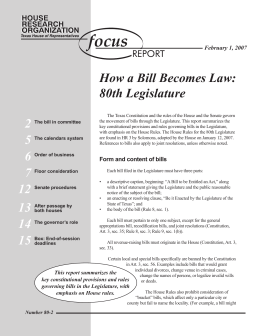 How a Bill Becomes Law: 80th Legislature