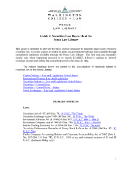 Guide to Securities Law Research at the Pence Law Library
