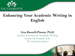 Enhancing Your Academic Writing in English Lisa