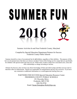 Partners for Success Summer Fun - Frederick County Public Schools