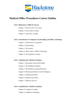 Medical Office Procedures Course Outline