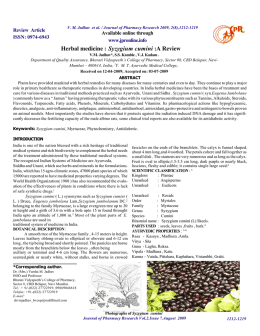 Herbal medicine : Syzygium cumini :A Review