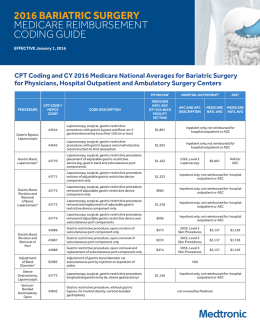 2016 bariatric surgery medicare reimbursement coding