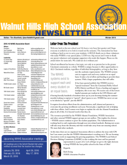 2015 Winter Edition - Walnut Hills High School