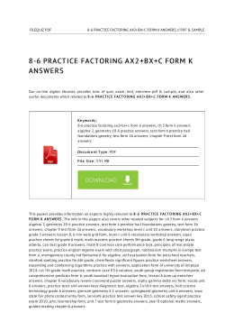 8-6 Practice Factoring Ax2+Bx+C Form K Answers