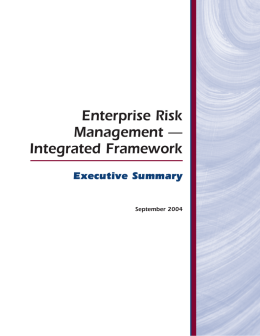 Enterprise Risk Management — Integrated Framework