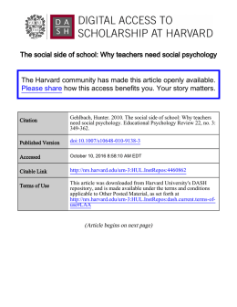 Why Social Studies Teachers Need Social Psychology