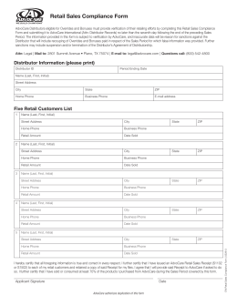Retail Sales Compliance Form (English)