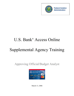 U.S. Bank® Access Online Supplemental Agency Training
