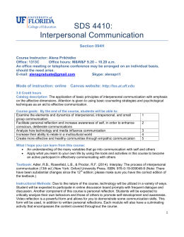 SDS 4410: Interpersonal Communication