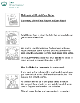 Ideas for a new Adult Social Care Statute