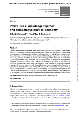 Policy ideas, knowledge regimes and comparative political economy