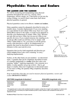 Vectors and Scalars - Dean Baird`s Phyz Home Page