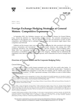 Foreign Exchange Hedging Strategies at General Motors