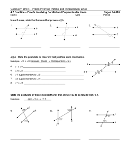 Geometry: Unit 4 – Proofs Involving Parallel and Perpendicular