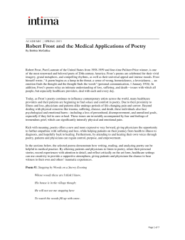 Robert Frost and the Medical Applications of Poetry