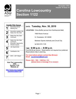 Carolina Lowcountry ASQ Section 1122