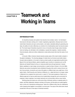 Teamwork and Working in Teams