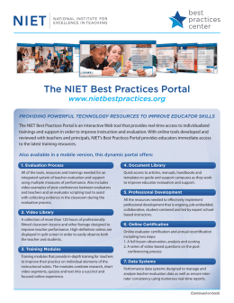 The NIET Best Practices Portal - National Institute for Excellence in