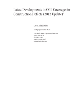 Latest Developments in CGL Coverage for Construction Defects