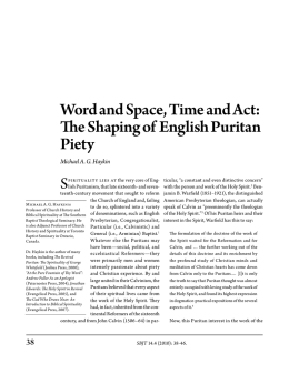 Word and Space, Time and Act: The Shaping of English Puritan Piety